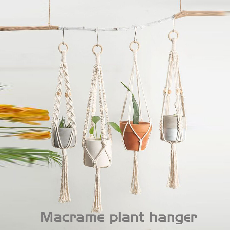 Umeraș pentru plante de macrame realizat manual Umeraș pentru plante Umeraș pentru ghivece de flori Umeraș pentru jardinieră Decor de perete Curte grădină agățată Jardinier agățat Coș suspendat