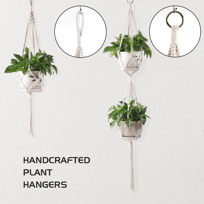 Umeraș pentru plante de macrame realizat manual Umeraș pentru plante Umeraș pentru ghivece de flori Umeraș pentru jardinieră Decor de perete Curte grădină agățată Jardinier agățat Coș suspendat