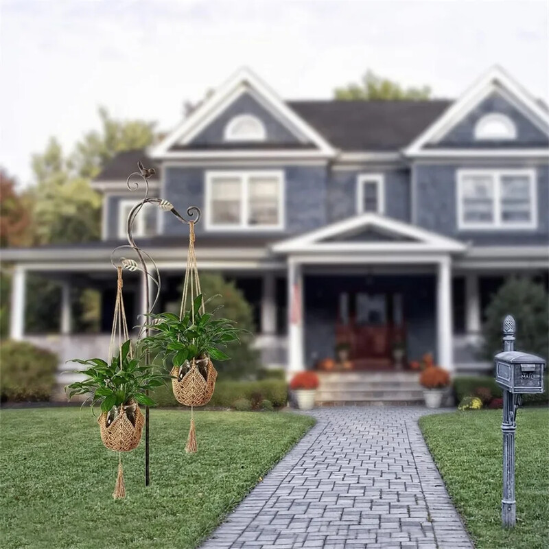 2db Akasztós kosár növény Kézzel készített Makramé akasztó virágcserep ültető Akasztó Fali dekoráció Udvari kerti akasztós virágtartó