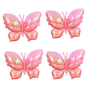 4 τμχ Μπαλόνια Mylar Pink Butterfly για κορίτσια Γυναικεία πάρτι με θέμα πεταλούδα Γάμος Διακοσμήσεις για ντους για μωρά