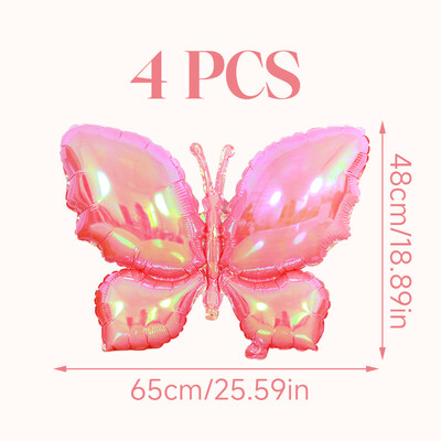 4 buc. Baloane Mylar Fluture Roz pentru Fete Femei Petrecere Tematica Fluturi Nunta Zi de nastere Decoratiuni pentru Baby Shower