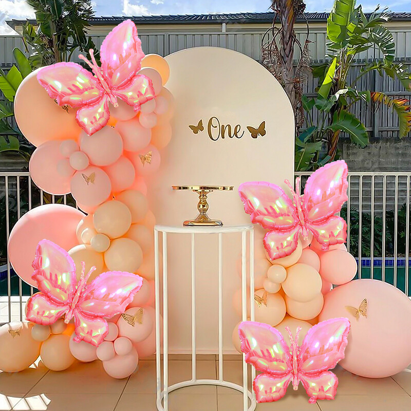 4 buc. Baloane Mylar Fluture Roz pentru Fete Femei Petrecere Tematica Fluturi Nunta Zi de nastere Decoratiuni pentru Baby Shower