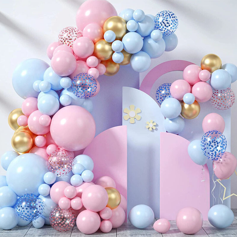 Set de arcade cu baloane Roz, aur alb și confetti, ghirlandă de baloane, nuntă, botez pentru bebeluși, duș, petrecere de aniversare, decorare cu baloane