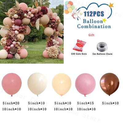 Svadobná a zásnubná dekorácia s balónmi v neutrálnej boho farbe, telová balónová girlanda, sada na girlandu s balónmi, detská oslava, narodeninová párty...