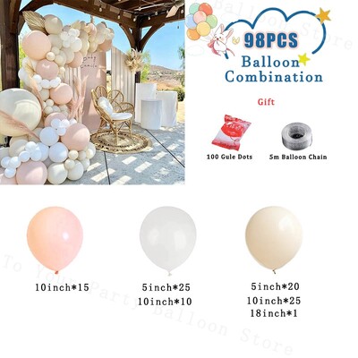 Svadobná a zásnubná dekorácia s balónmi v neutrálnej boho farbe, telová balónová girlanda, sada na girlandu s balónmi, detská oslava, narodeninová párty...