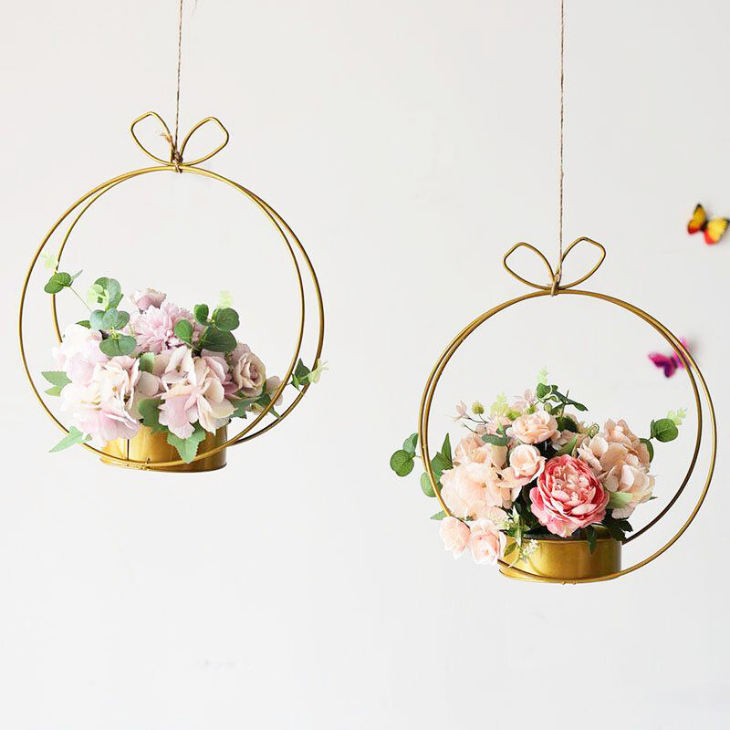 Virágkötészeti virágtartó virágállványtartó Fém függő virágkosár asztali dísz virágcserepek esküvői parti lakberendezés