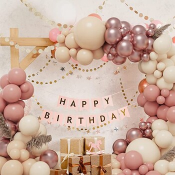 Κιτ Αψίδας Γιρλάντα ρουζ 164 τμχ. Vintage Pink Rose Gold Balloon Confetti Latex Balloon baby Shower Garden Tea Party