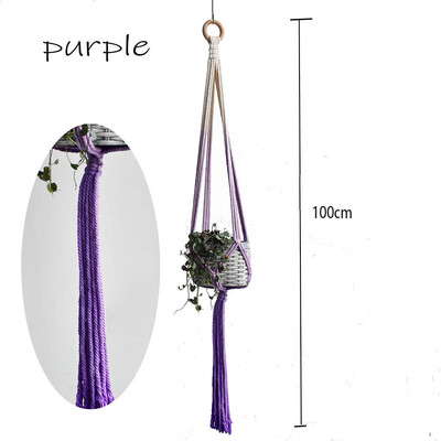 Gradienta krāsa Macrame iekštelpu krāsains pakaramais auga Macrame augu podu turētājam