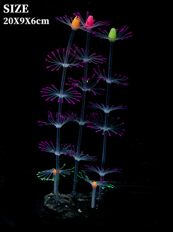 Silicone Glow Fish Tank Decorations Plants with Simulation Silicone Coral Artificial Horn Coral Aquarium Ornaments Luminous New