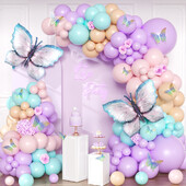 152 ks motýlích balónov, sada na oblúk, makaróny, pastelovo fialová, ružová, narodeninová, ríša divov, svadobná, detská oslava, dekorácie