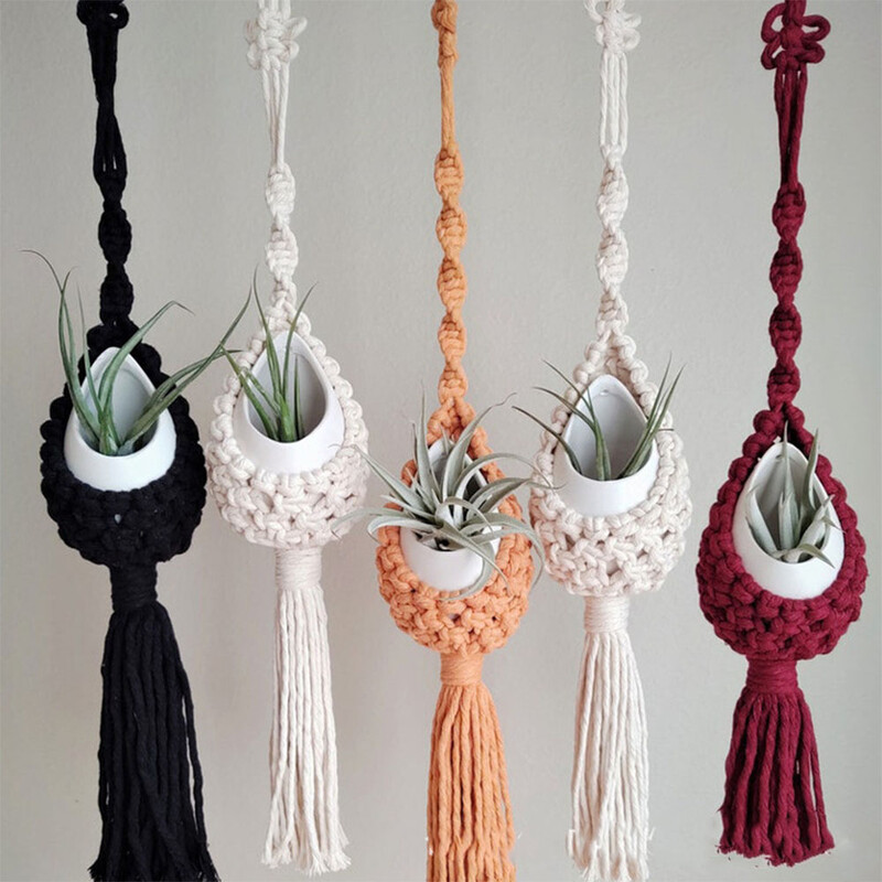 Makramé akasztók pamut szoba kézzel készített szőtt dekoráció akasztós kosarak virágcserép háló növényakasztó virágcserép tartó kosár