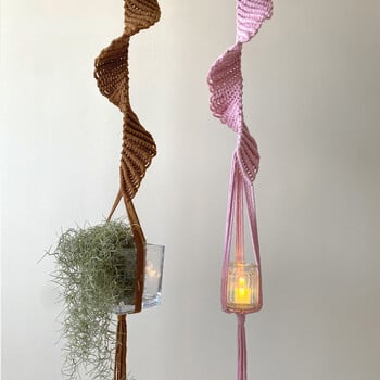 Boho Macrame θήκη για φυτά υφαντό 100% βαμβακερό λουλούδι με δίχτυ τσάντα κρεμάστρα καλάθι για φυτά εσωτερικού χώρου Bonsai διακόσμηση σπιτιού