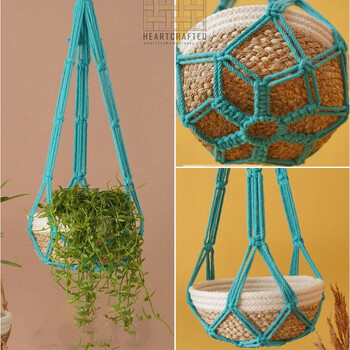 Πολύχρωμη θήκη Boho Macrame Χειροποίητη υφασμένη 100% βαμβακερή κρεμάστρα κρεμάστρα καλάθι για φυτά εσωτερικού χώρου Διακόσμηση σπιτιού Bonsai