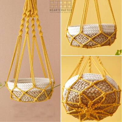 Farebný boho macramé držiak na rastliny ručne tkaný 100% bavlnený tkaný vešiak na koše závesný kôš pre izbové rastliny bonsai bytová dekorácia