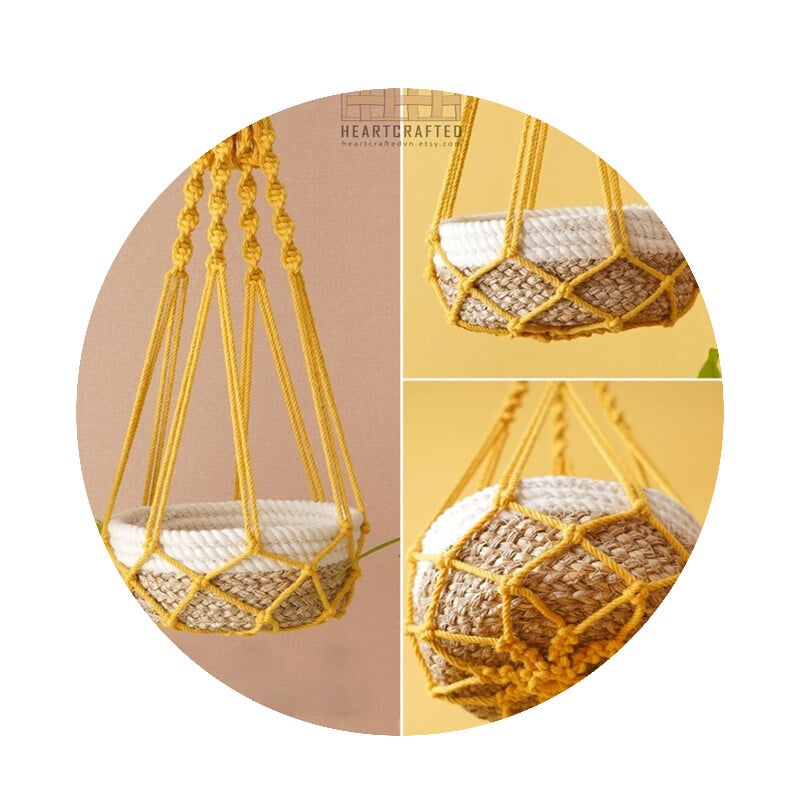 Farebný boho macramé držiak na rastliny ručne tkaný 100% bavlnený tkaný vešiak na koše závesný kôš pre izbové rastliny bonsai bytová dekorácia