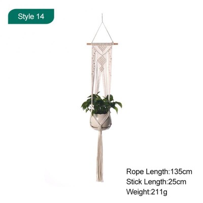 Macrame augalų pakabos Skirtingi sluoksniai Rankų darbo medvilnės virvėmis pakabinamos vazonų rinkinys Gėlių vazonai, skirti vidaus lauko Boho namų dekoravimui