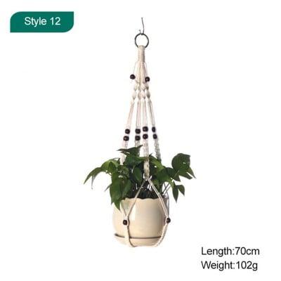 Macrame augalų pakabos Skirtingi sluoksniai Rankų darbo medvilnės virvėmis pakabinamos vazonų rinkinys Gėlių vazonai, skirti vidaus lauko Boho namų dekoravimui