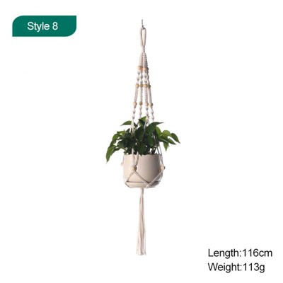 Macrame augalų pakabos Skirtingi sluoksniai Rankų darbo medvilnės virvėmis pakabinamos vazonų rinkinys Gėlių vazonai, skirti vidaus lauko Boho namų dekoravimui