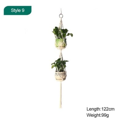 Macrame augalų pakabos Skirtingi sluoksniai Rankų darbo medvilnės virvėmis pakabinamos vazonų rinkinys Gėlių vazonai, skirti vidaus lauko Boho namų dekoravimui