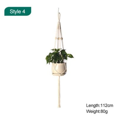 Macrame augalų pakabos Skirtingi sluoksniai Rankų darbo medvilnės virvėmis pakabinamos vazonų rinkinys Gėlių vazonai, skirti vidaus lauko Boho namų dekoravimui