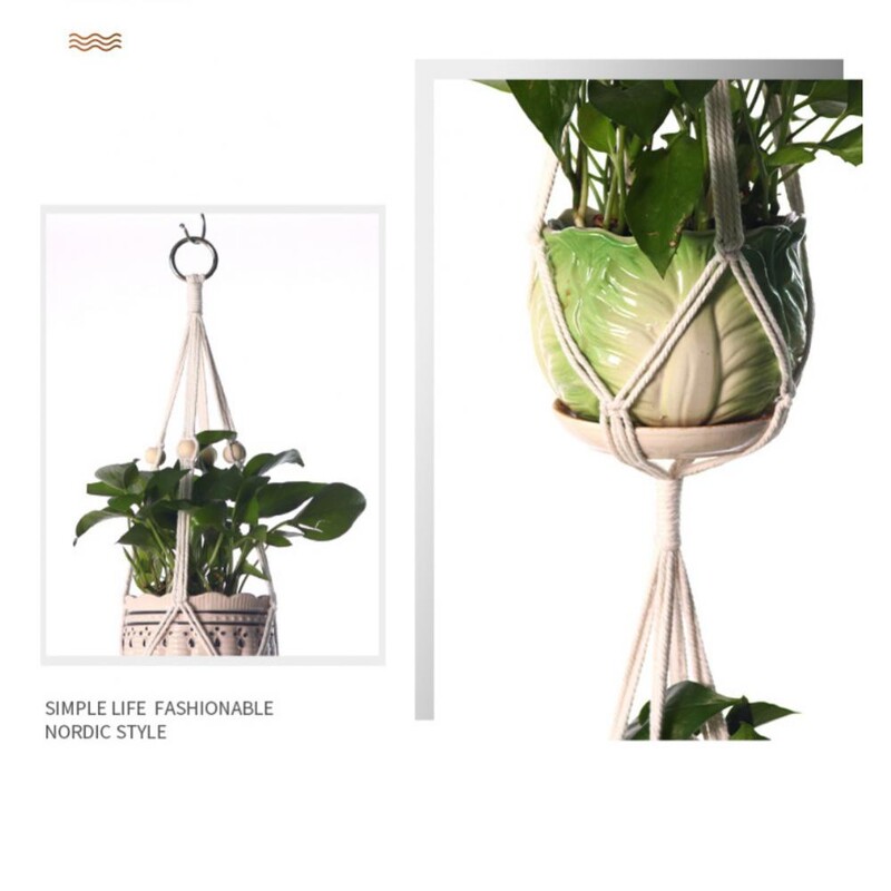 Macrame augalų pakabos Skirtingi sluoksniai Rankų darbo medvilnės virvėmis pakabinamos vazonų rinkinys Gėlių vazonai, skirti vidaus lauko Boho namų dekoravimui