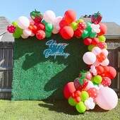 131 buc Kit de ghirlande de baloane pentru ziua de nastere cu capsuni. Baby Shower Berry Prima temă Zi de naștere, nuntă, duș de mireasă, decorațiuni pentru petreceri