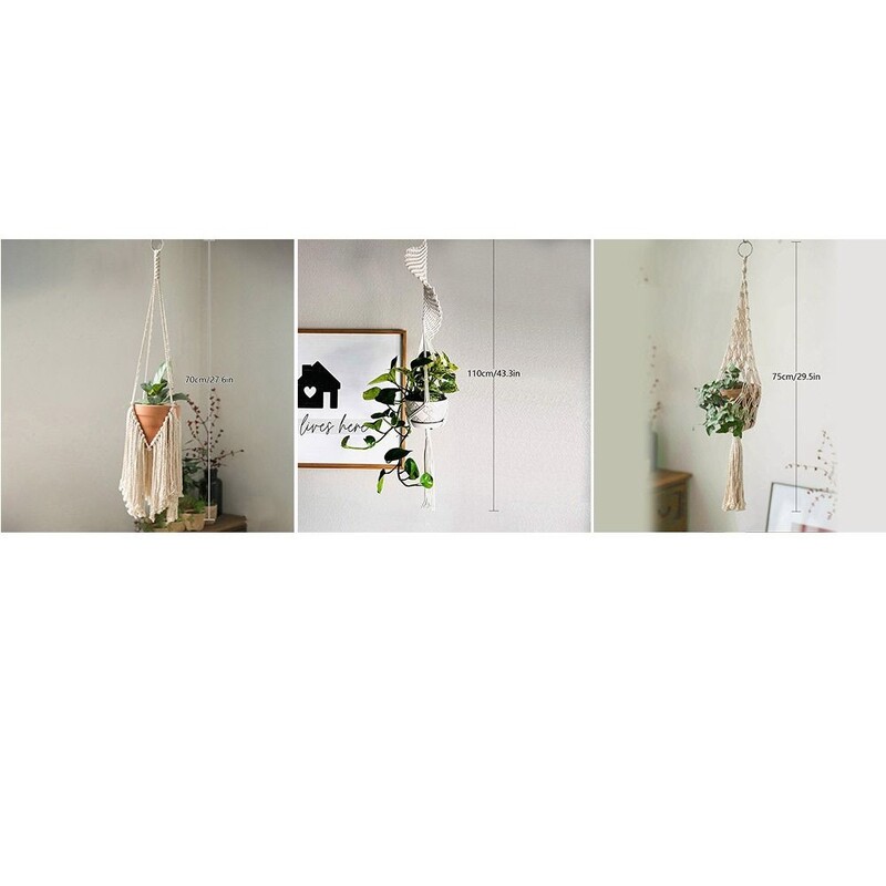 за вътрешна всекидневна Балкон Макраме Закачалки за растения Ръчно изработени градински растения Държач за саксия Декор Памучно въже Висяща кашпа