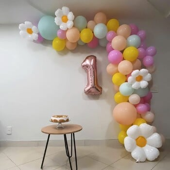 140 τεμ. Daisy Balloon Garland Arch Kit. Macaron Purple Πράσινο Γυμνό Κίτρινο Κορίτσι πάρτι γενεθλίων baby shower Διακοσμήσεις γάμου