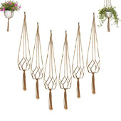 Rankų darbo Makrame kanapių lynų augalų kabyklos krepšelis Austas kabantis gėlių vazonas prie sienos pakabinamas vazonas namų sodo dekoravimui