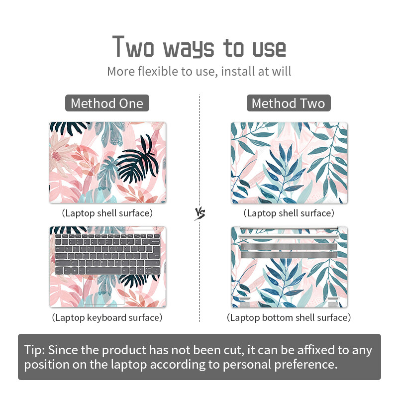 Universal Botany Cover Αυτοκόλλητα Laptop Skins 2 τεμ. 13,3"14"15,6"17,3" Vinyl Skin Leaf Decorate Decal for Macbook /Lenovo/Asus/Hp