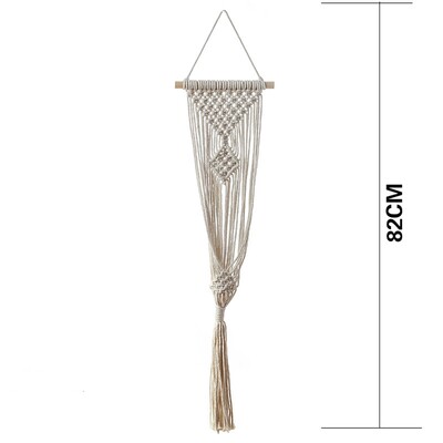Boho Висяща кошница Памучно въже Плетено макраме Пискюл Монтирана на стена Саксия Поставки за растения Вътрешни градински декорации