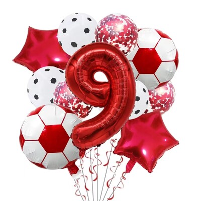 11 ΤΕΜ. Αλουμινόχαρτο ηλίου Μπάλα Ποδόσφαιρο 32 ιντσών Πράσινο Μπλε Κόκκινο Μαύρο Αριθμοί Ποδοσφαίρου Μπαλόνια Παιδικά Αγόρια Διακόσμηση πάρτι γενεθλίων