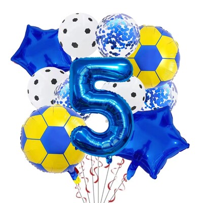 11 ΤΕΜ. Αλουμινόχαρτο ηλίου Μπάλα Ποδόσφαιρο 32 ιντσών Πράσινο Μπλε Κόκκινο Μαύρο Αριθμοί Ποδοσφαίρου Μπαλόνια Παιδικά Αγόρια Διακόσμηση πάρτι γενεθλίων