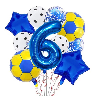 11 ΤΕΜ. Αλουμινόχαρτο ηλίου Μπάλα Ποδόσφαιρο 32 ιντσών Πράσινο Μπλε Κόκκινο Μαύρο Αριθμοί Ποδοσφαίρου Μπαλόνια Παιδικά Αγόρια Διακόσμηση πάρτι γενεθλίων