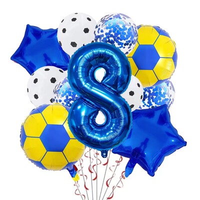 11 ΤΕΜ. Αλουμινόχαρτο ηλίου Μπάλα Ποδόσφαιρο 32 ιντσών Πράσινο Μπλε Κόκκινο Μαύρο Αριθμοί Ποδοσφαίρου Μπαλόνια Παιδικά Αγόρια Διακόσμηση πάρτι γενεθλίων