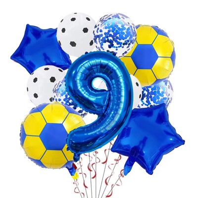 11 ΤΕΜ. Αλουμινόχαρτο ηλίου Μπάλα Ποδόσφαιρο 32 ιντσών Πράσινο Μπλε Κόκκινο Μαύρο Αριθμοί Ποδοσφαίρου Μπαλόνια Παιδικά Αγόρια Διακόσμηση πάρτι γενεθλίων
