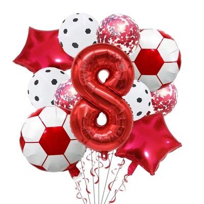 11 ΤΕΜ. Αλουμινόχαρτο ηλίου Μπάλα Ποδόσφαιρο 32 ιντσών Πράσινο Μπλε Κόκκινο Μαύρο Αριθμοί Ποδοσφαίρου Μπαλόνια Παιδικά Αγόρια Διακόσμηση πάρτι γενεθλίων