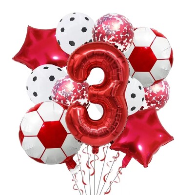 11 ΤΕΜ. Αλουμινόχαρτο ηλίου Μπάλα Ποδόσφαιρο 32 ιντσών Πράσινο Μπλε Κόκκινο Μαύρο Αριθμοί Ποδοσφαίρου Μπαλόνια Παιδικά Αγόρια Διακόσμηση πάρτι γενεθλίων