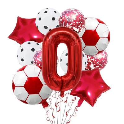 11 ΤΕΜ. Αλουμινόχαρτο ηλίου Μπάλα Ποδόσφαιρο 32 ιντσών Πράσινο Μπλε Κόκκινο Μαύρο Αριθμοί Ποδοσφαίρου Μπαλόνια Παιδικά Αγόρια Διακόσμηση πάρτι γενεθλίων