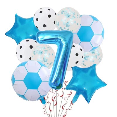 11 ΤΕΜ. Αλουμινόχαρτο ηλίου Μπάλα Ποδόσφαιρο 32 ιντσών Πράσινο Μπλε Κόκκινο Μαύρο Αριθμοί Ποδοσφαίρου Μπαλόνια Παιδικά Αγόρια Διακόσμηση πάρτι γενεθλίων