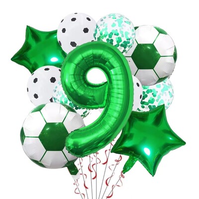 11 ΤΕΜ. Αλουμινόχαρτο ηλίου Μπάλα Ποδόσφαιρο 32 ιντσών Πράσινο Μπλε Κόκκινο Μαύρο Αριθμοί Ποδοσφαίρου Μπαλόνια Παιδικά Αγόρια Διακόσμηση πάρτι γενεθλίων