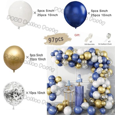 Plavi rođendanski baloni Luk Kit Rođendanski ukrasi Zlatni konfeti Mornarsko plavi balon Dječak Djevojčica Baby Shower Ukrasi za vjenčanje i krštenje