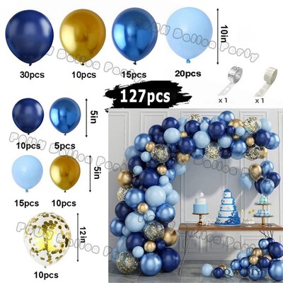 Plavi rođendanski baloni Luk Kit Rođendanski ukrasi Zlatni konfeti Mornarsko plavi balon Dječak Djevojčica Baby Shower Ukrasi za vjenčanje i krštenje
