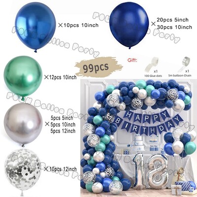 Plavi rođendanski baloni Luk Kit Rođendanski ukrasi Zlatni konfeti Mornarsko plavi balon Dječak Djevojčica Baby Shower Ukrasi za vjenčanje i krštenje