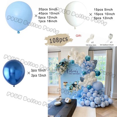 Plavi rođendanski baloni Luk Kit Rođendanski ukrasi Zlatni konfeti Mornarsko plavi balon Dječak Djevojčica Baby Shower Ukrasi za vjenčanje i krštenje