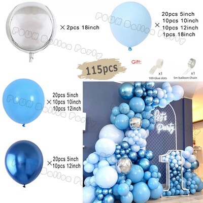 Plavi rođendanski baloni Luk Kit Rođendanski ukrasi Zlatni konfeti Mornarsko plavi balon Dječak Djevojčica Baby Shower Ukrasi za vjenčanje i krštenje