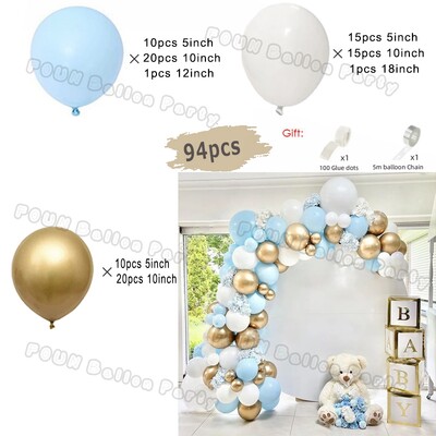 Plavi rođendanski baloni Luk Kit Rođendanski ukrasi Zlatni konfeti Mornarsko plavi balon Dječak Djevojčica Baby Shower Ukrasi za vjenčanje i krštenje