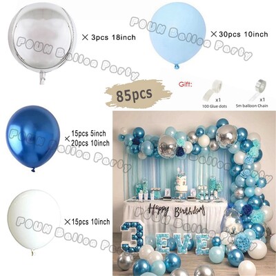 Plavi rođendanski baloni Luk Kit Rođendanski ukrasi Zlatni konfeti Mornarsko plavi balon Dječak Djevojčica Baby Shower Ukrasi za vjenčanje i krštenje