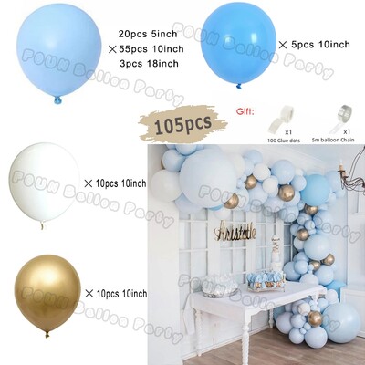 Plavi rođendanski baloni Luk Kit Rođendanski ukrasi Zlatni konfeti Mornarsko plavi balon Dječak Djevojčica Baby Shower Ukrasi za vjenčanje i krštenje