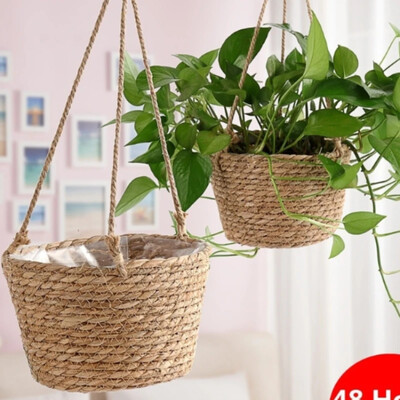 Jardinieră agățată de grădină Coș de depozitare pentru plante Macrame Coș de iuta țesut Suport pentru ghiveci pentru interior în aer liber Umerașe pentru plante Decor pentru acasă